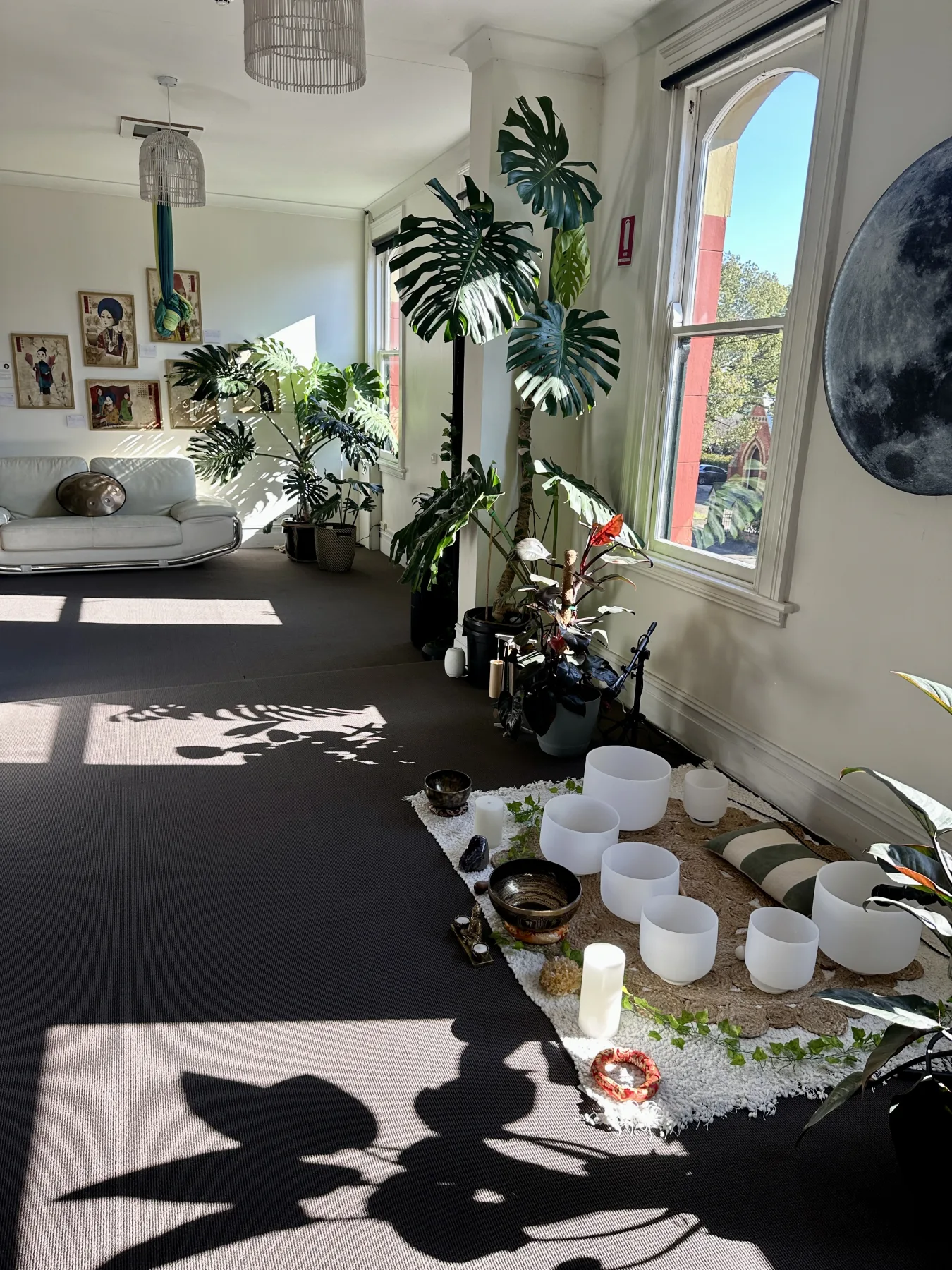 Quiet moonlit sound healing studio at Mystic Wellness Petersham Inner West Sydney